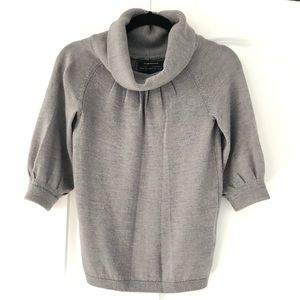 Gray 3/4 sleeve cowl neck sweater